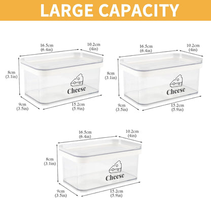 Cheese Container for Refrigerator 2 Pack,Shredded Cheese Storage Container With Lid,Bpa-Free Deli Meat Storage Containers,Cream Cheeses,Fridge Organizers and Storage for Slice Cheeses Holder