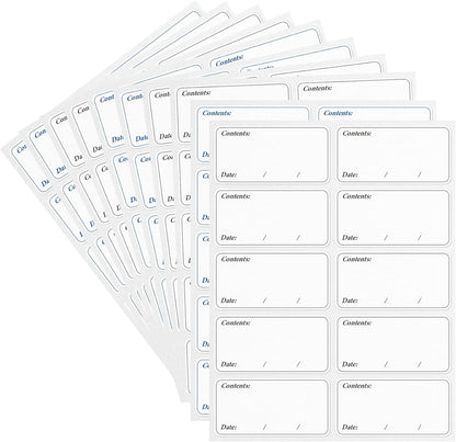 Freezer Labels, Pack of 200, Easy to Peel, Food Label Stickers for Food Storage Boxes, Jars, Waterproof, Leaves No Sticky Residue After Use, 3 * 6cm