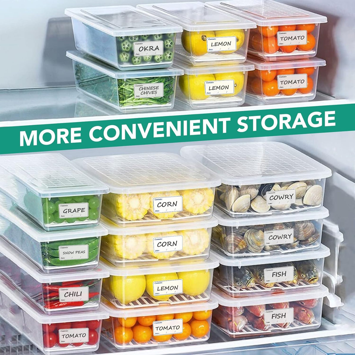 Freezer Labels, Pack of 200, Easy to Peel, Food Label Stickers for Food Storage Boxes, Jars, Waterproof, Leaves No Sticky Residue After Use, 3 * 6cm