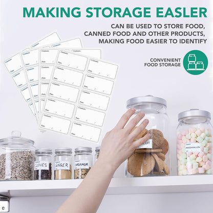 Freezer Labels, Pack of 200, Easy to Peel, Food Label Stickers for Food Storage Boxes, Jars, Waterproof, Leaves No Sticky Residue After Use, 3 * 6cm
