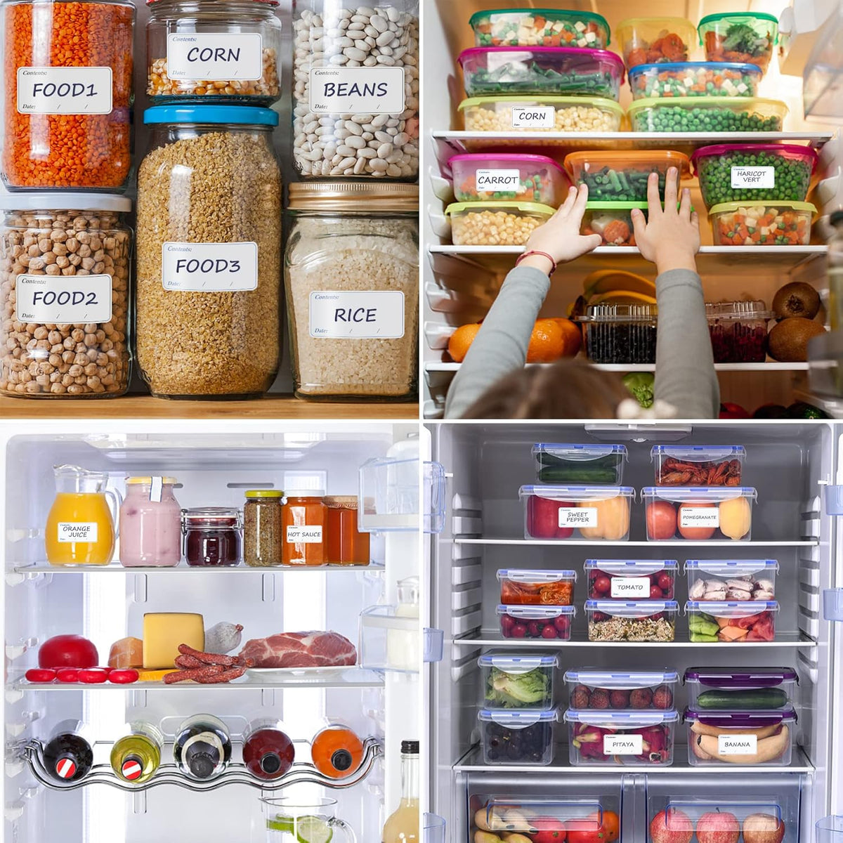 Freezer Labels, Pack of 200, Easy to Peel, Food Label Stickers for Food Storage Boxes, Jars, Waterproof, Leaves No Sticky Residue After Use, 3 * 6cm