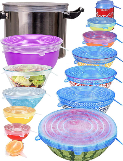 Silicone Stretch Lids 14 Pack Include 2Pcs Size up to 9.8'' Dia