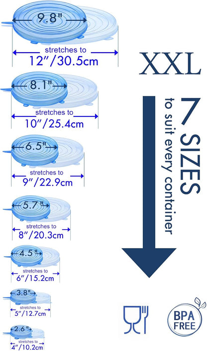 Silicone Stretch Lids 14 Pack Include 2Pcs Size up to 9.8'' Dia