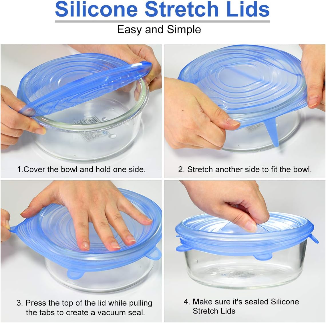 Silicone Stretch Lids 14 Pack Include 2Pcs Size up to 9.8'' Dia