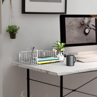 Under Shelf Wire Metal Basket Shelf, White | Space-Saving Storage Organizer for Kitchen, Pantry, Closet, Office, No Tools Required