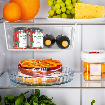 Under Shelf Wire Metal Basket Shelf, White | Space-Saving Storage Organizer for Kitchen, Pantry, Closet, Office, No Tools Required