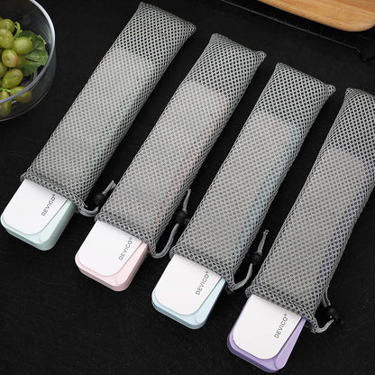 Travel Utensils with Case, 4Pcs Portable Silverware Set for Work, 18/8 Stainless Steel Reusable Cutlery, Korean Spoon and Chopsticks Fork for Camping, School, Lunch Box Accessories (Pink)
