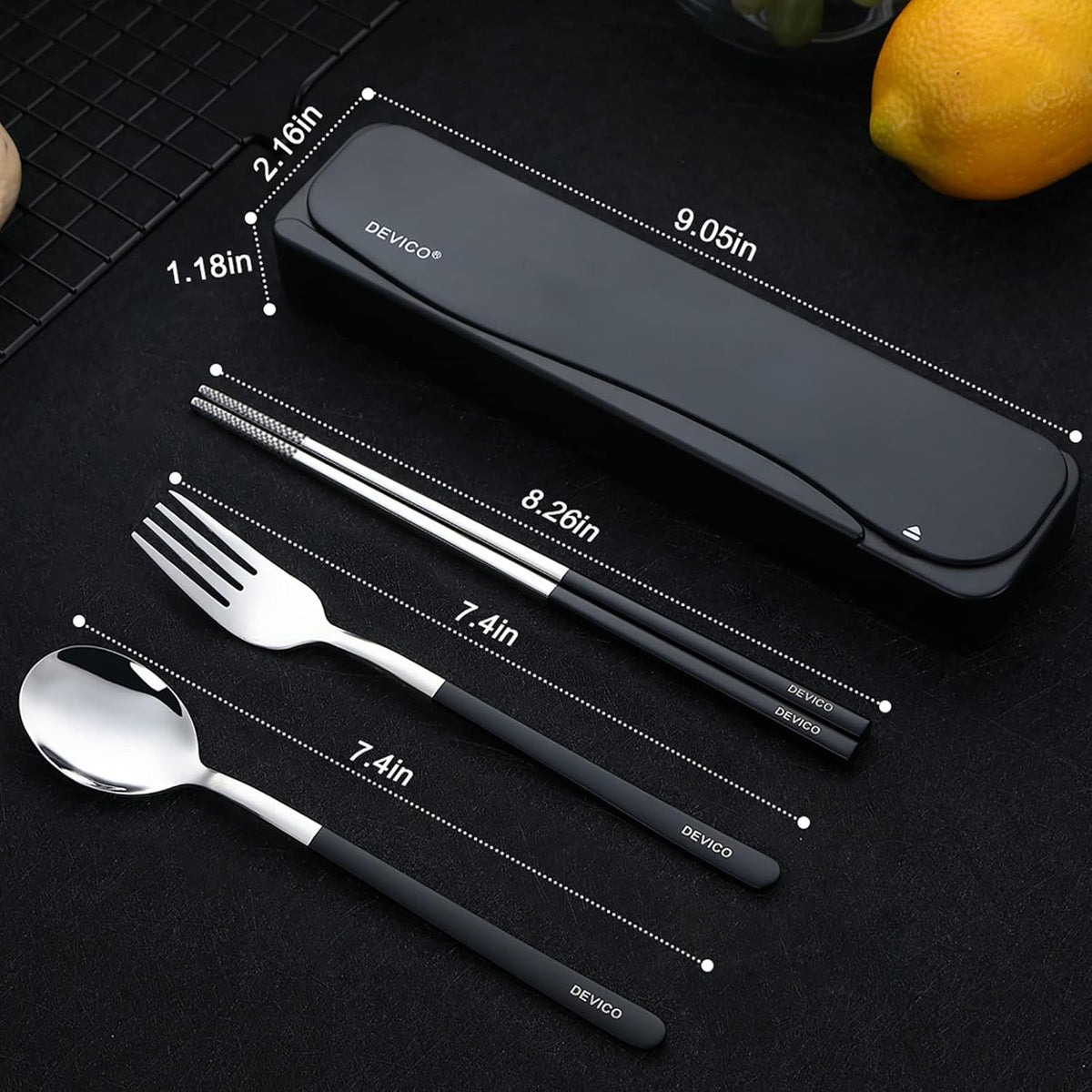 Travel Utensils with Case, 4Pcs Portable Silverware Set for Work, 18/8 Stainless Steel Reusable Cutlery, Korean Spoon and Chopsticks Fork for Camping, School, Lunch Box Accessories (Pink)