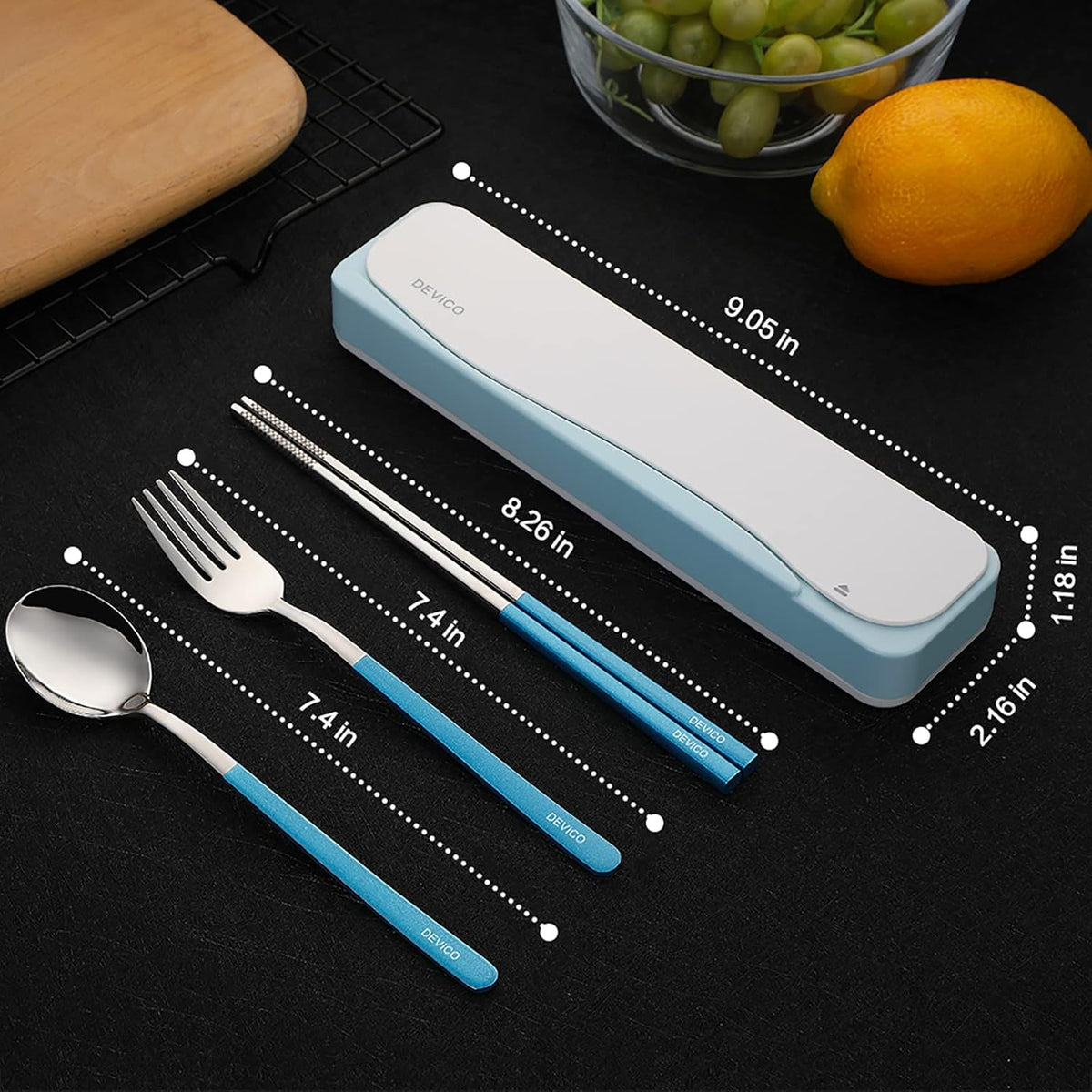 Travel Utensils with Case, 4Pcs Portable Silverware Set for Work, 18/8 Stainless Steel Reusable Cutlery, Korean Spoon and Chopsticks Fork for Camping, School, Lunch Box Accessories (Pink)
