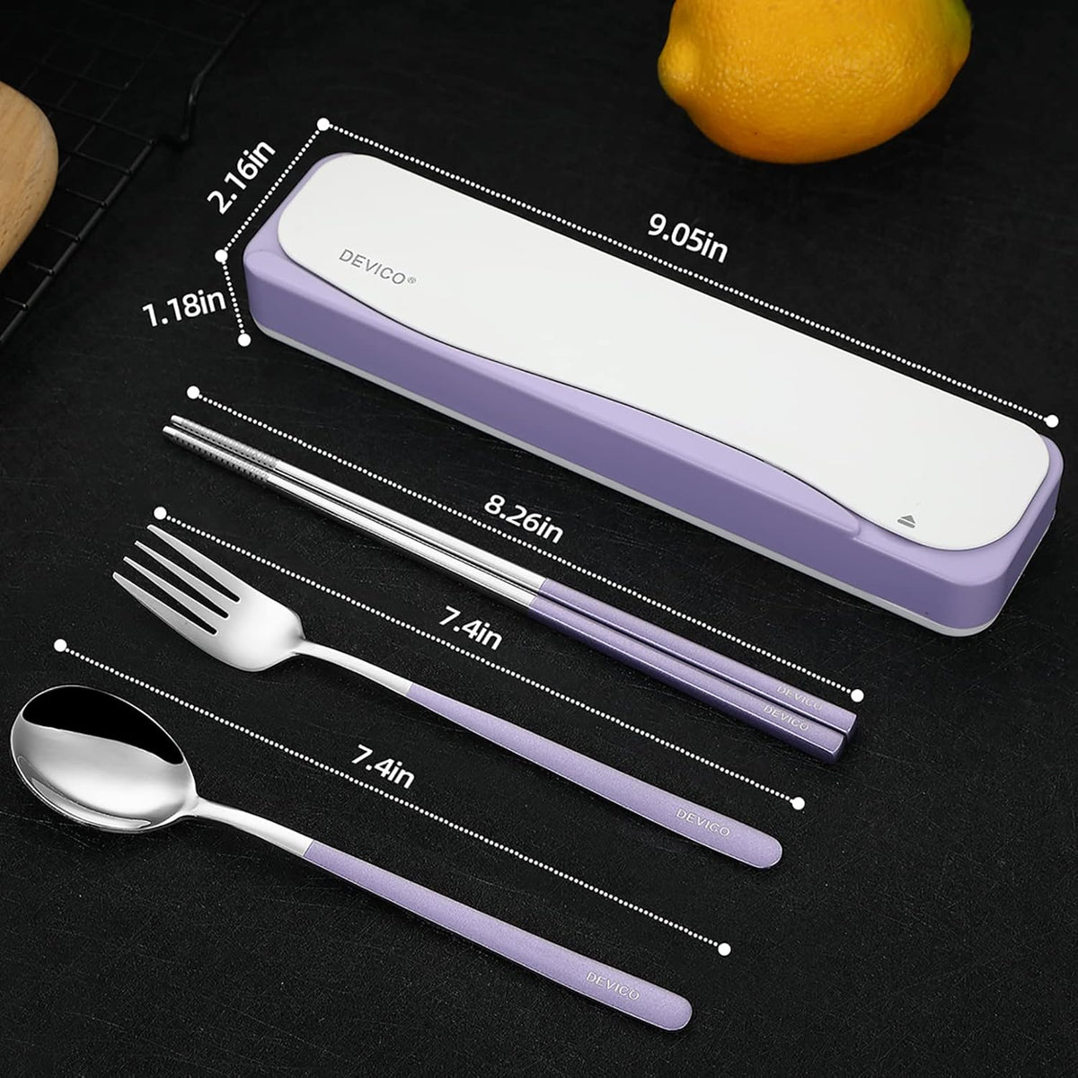 Travel Utensils with Case, 4Pcs Portable Silverware Set for Work, 18/8 Stainless Steel Reusable Cutlery, Korean Spoon and Chopsticks Fork for Camping, School, Lunch Box Accessories (Pink)