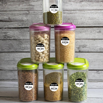 Expiration Date Food Stickers,1" Circle Dot Small Containers Storage Freezer Restaurant Food Service Blank Prep Best by Labels （600 Pcs
