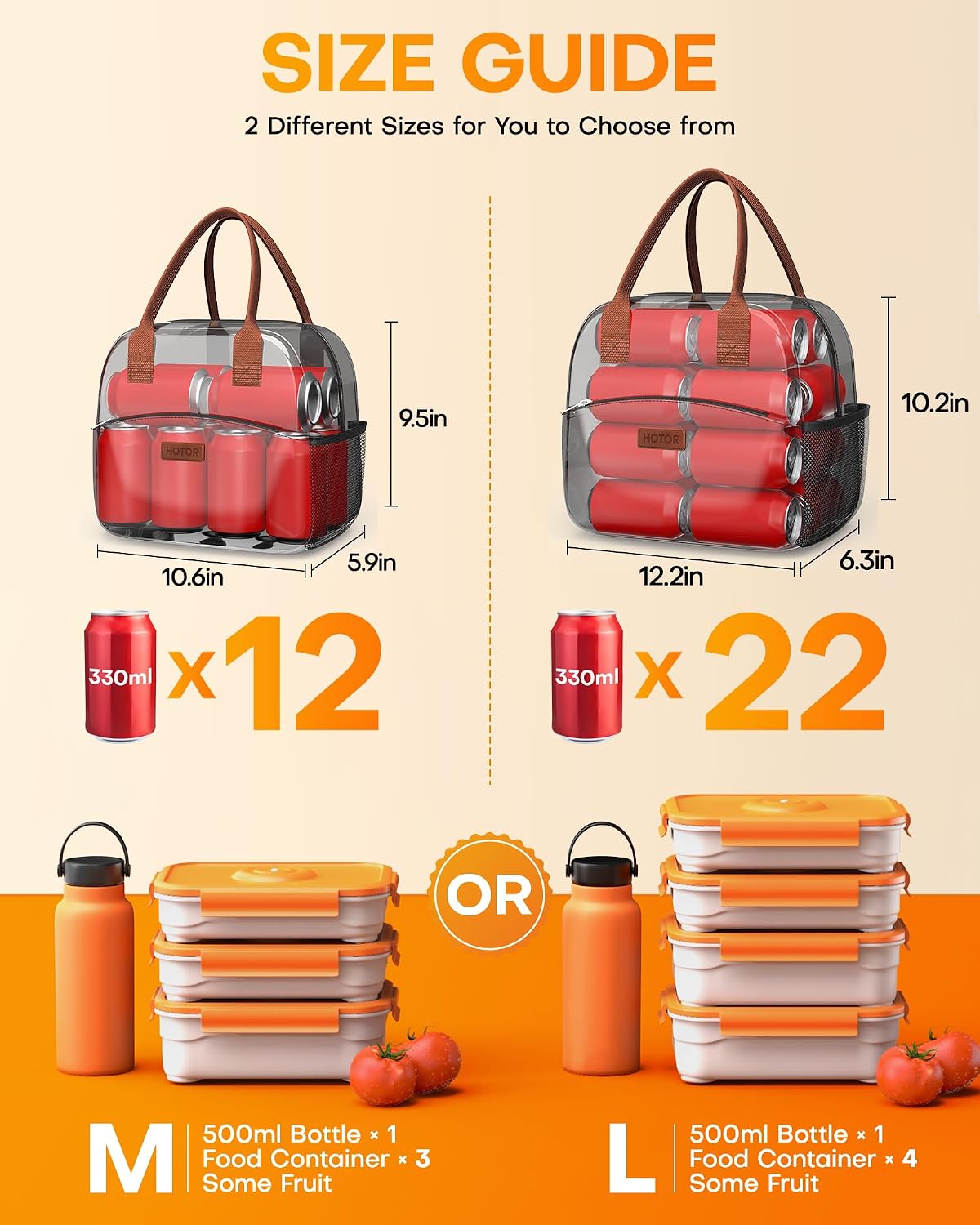 Lunch Bag Women Men Insulated Lunch Box Black 10L