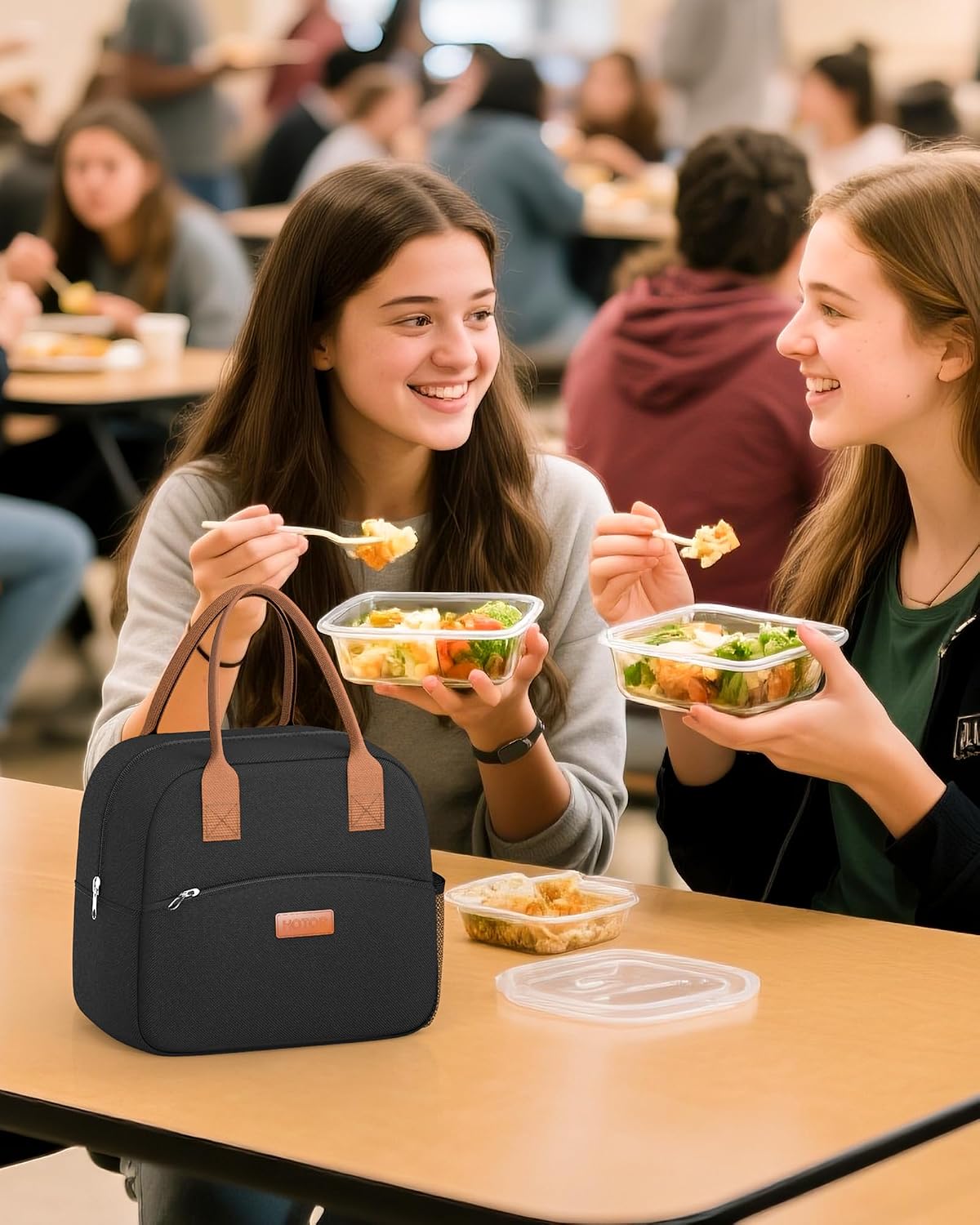 Lunch Bag Women Men Insulated Lunch Box Black 10L