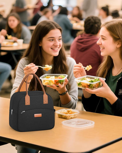 Lunch Bag Women Men Insulated Lunch Box Black 10L
