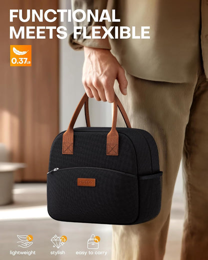 Lunch Bag Women Men Insulated Lunch Box Black 10L
