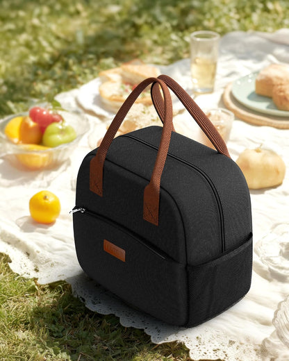 Lunch Bag Women Men Insulated Lunch Box Black 10L
