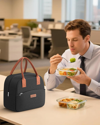 Lunch Bag Women Men Insulated Lunch Box Black 10L
