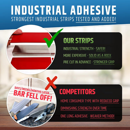 10" Strong Adhesive (No Drill) Magnetic Knife Holder for Wall - Professional Knife Strip - No Screws Needed - Adhesive Backing - Stainless Steel Bar (Upgraded Version – Will Not Fall)