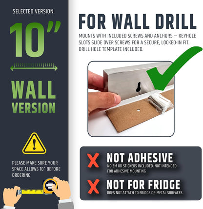 10" Strong Adhesive (No Drill) Magnetic Knife Holder for Wall - Professional Knife Strip - No Screws Needed - Adhesive Backing - Stainless Steel Bar (Upgraded Version – Will Not Fall)