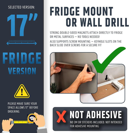 10" Strong Adhesive (No Drill) Magnetic Knife Holder for Wall - Professional Knife Strip - No Screws Needed - Adhesive Backing - Stainless Steel Bar (Upgraded Version – Will Not Fall)