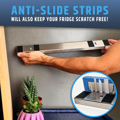 10" Strong Adhesive (No Drill) Magnetic Knife Holder for Wall - Professional Knife Strip - No Screws Needed - Adhesive Backing - Stainless Steel Bar (Upgraded Version – Will Not Fall)