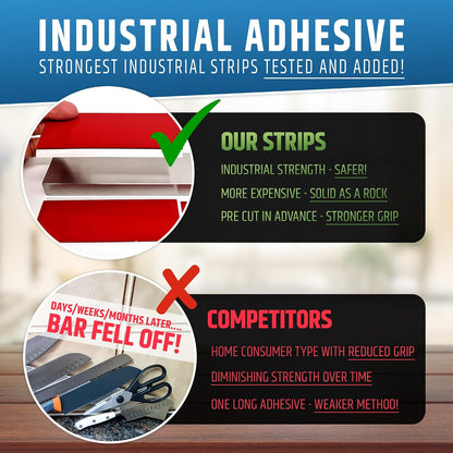 10" Strong Adhesive (No Drill) Magnetic Knife Holder for Wall - Professional Knife Strip - No Screws Needed - Adhesive Backing - Stainless Steel Bar (Upgraded Version – Will Not Fall)