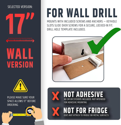 10" Strong Adhesive (No Drill) Magnetic Knife Holder for Wall - Professional Knife Strip - No Screws Needed - Adhesive Backing - Stainless Steel Bar (Upgraded Version – Will Not Fall)