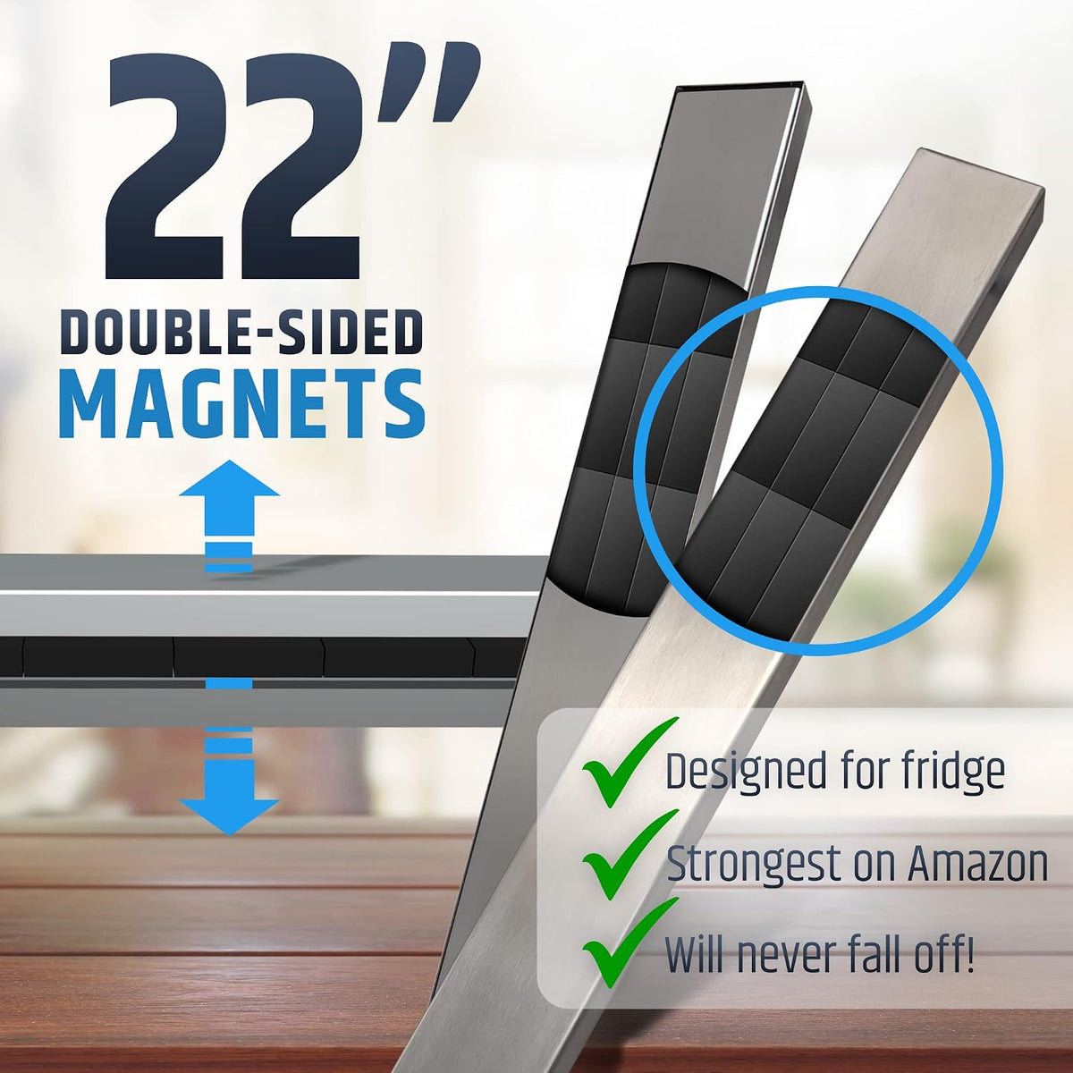 10" Strong Adhesive (No Drill) Magnetic Knife Holder for Wall - Professional Knife Strip - No Screws Needed - Adhesive Backing - Stainless Steel Bar (Upgraded Version – Will Not Fall)