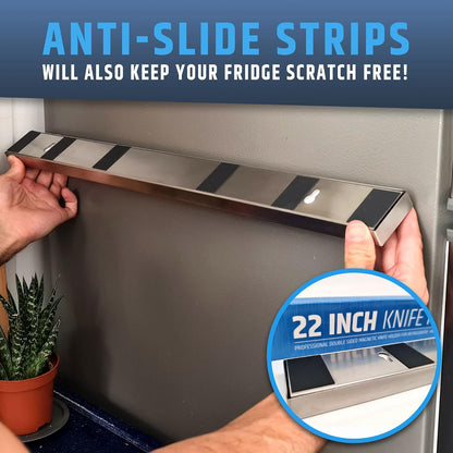10" Strong Adhesive (No Drill) Magnetic Knife Holder for Wall - Professional Knife Strip - No Screws Needed - Adhesive Backing - Stainless Steel Bar (Upgraded Version – Will Not Fall)