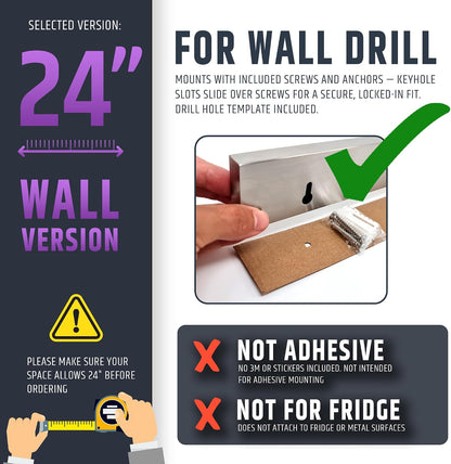 10" Strong Adhesive (No Drill) Magnetic Knife Holder for Wall - Professional Knife Strip - No Screws Needed - Adhesive Backing - Stainless Steel Bar (Upgraded Version – Will Not Fall)