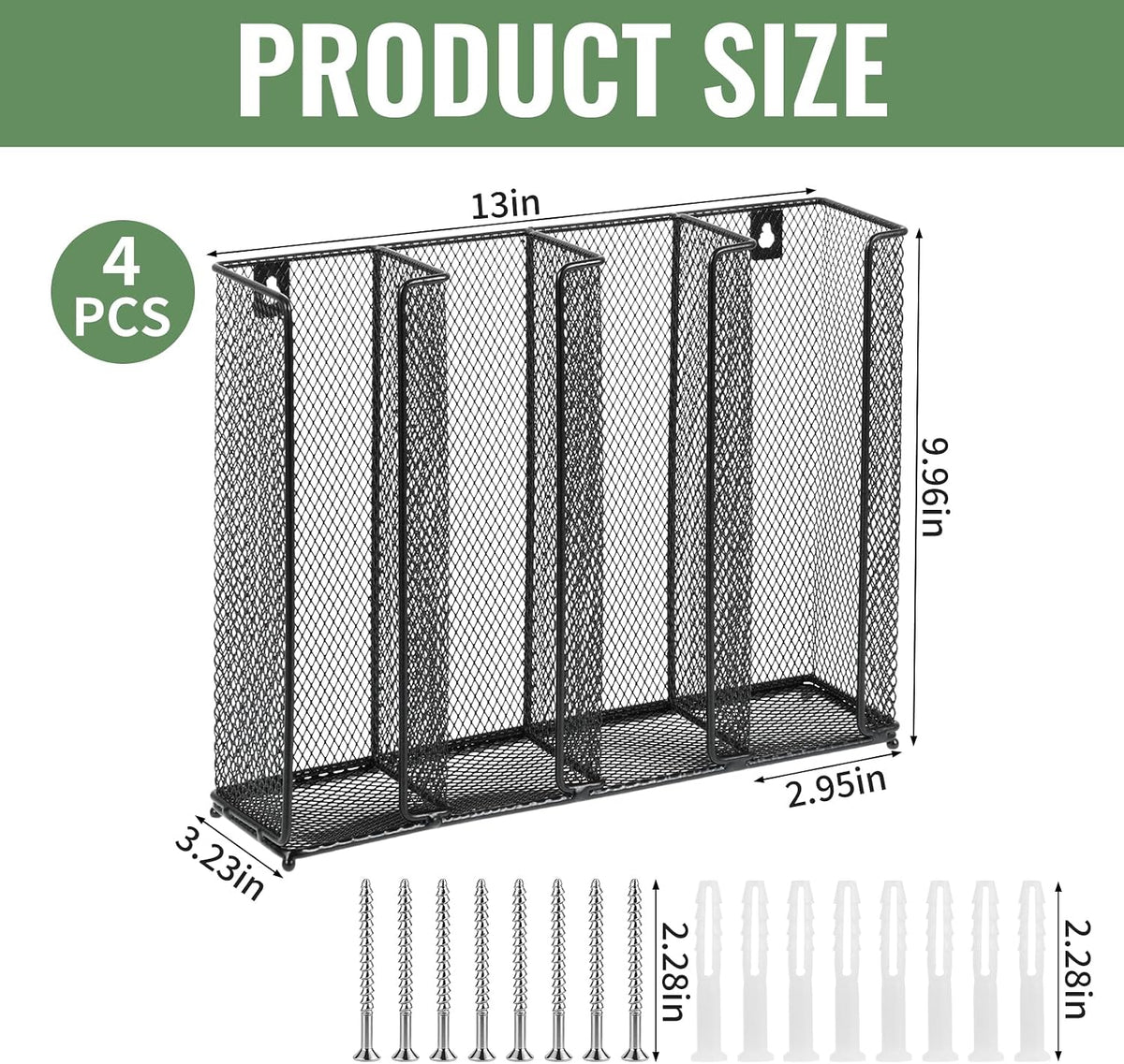 Wall Mount Portion Sauce Cup Lid Organizer with 4 Compartments Sauce Cup Organizer Fits 2 oz to 5.5 oz Sizes Suitable for Kitchen Restaurant and Party Supplies, Black
