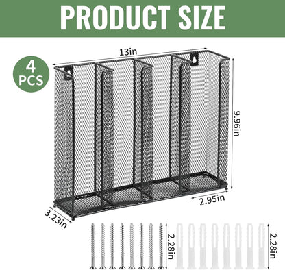 Wall Mount Portion Sauce Cup Lid Organizer with 4 Compartments Sauce Cup Organizer Fits 2 oz to 5.5 oz Sizes Suitable for Kitchen Restaurant and Party Supplies, Black