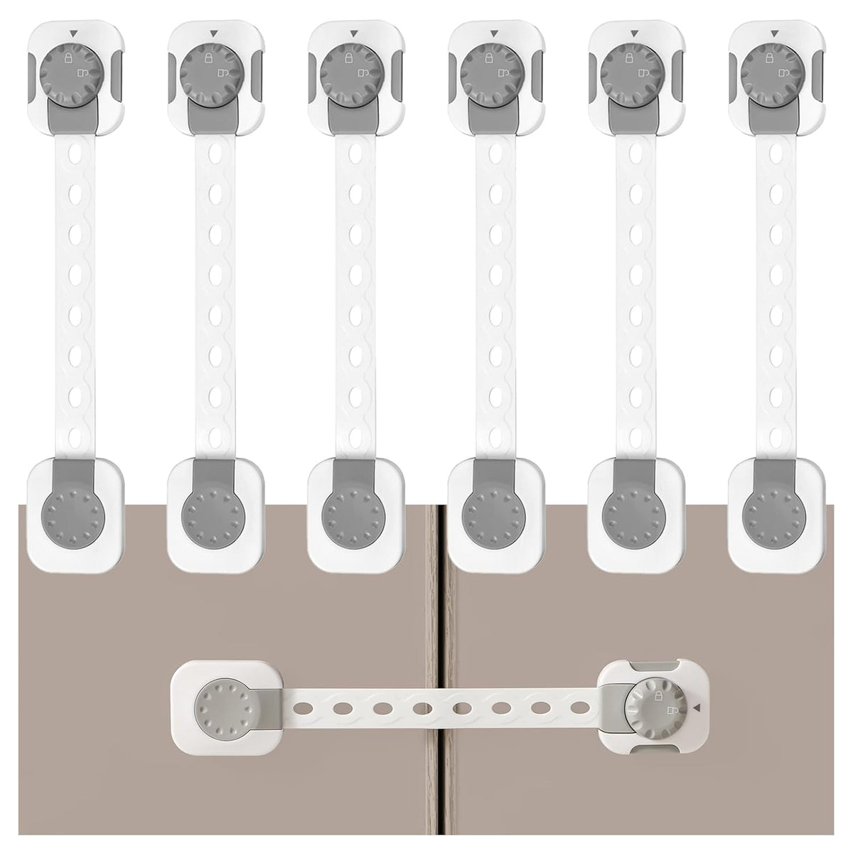 Child Safety Cabinet Proofing, Baby Cabinet Locks Adhesive Adjustable Child Safety Strap Locks Drawer Fridge Ovens Toilet Latches No Screws for Furniture Kitchen