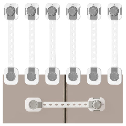 Child Safety Cabinet Proofing, Baby Cabinet Locks Adhesive Adjustable Child Safety Strap Locks Drawer Fridge Ovens Toilet Latches No Screws for Furniture Kitchen