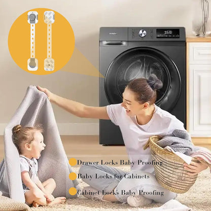 Child Safety Cabinet Proofing, Baby Cabinet Locks Adhesive Adjustable Child Safety Strap Locks Drawer Fridge Ovens Toilet Latches No Screws for Furniture Kitchen