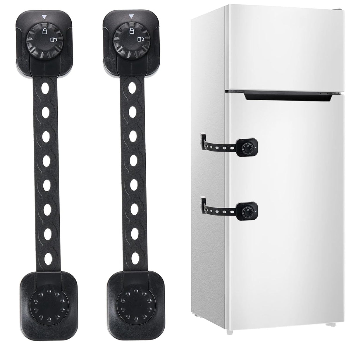 Child Safety Cabinet Proofing, Baby Cabinet Locks Adhesive Adjustable Child Safety Strap Locks Drawer Fridge Ovens Toilet Latches No Screws for Furniture Kitchen