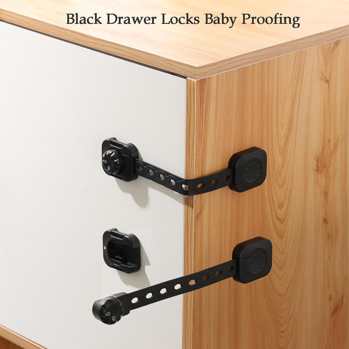 Child Safety Cabinet Proofing, Baby Cabinet Locks Adhesive Adjustable Child Safety Strap Locks Drawer Fridge Ovens Toilet Latches No Screws for Furniture Kitchen