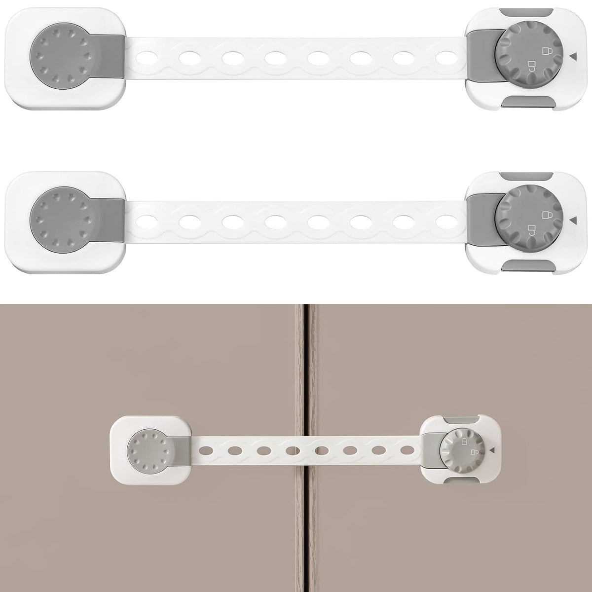 Child Safety Cabinet Proofing, Baby Cabinet Locks Adhesive Adjustable Child Safety Strap Locks Drawer Fridge Ovens Toilet Latches No Screws for Furniture Kitchen