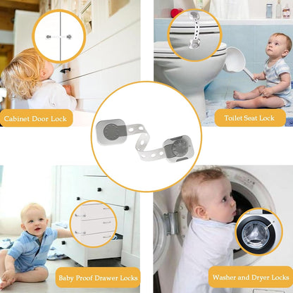 Child Safety Cabinet Proofing, Baby Cabinet Locks Adhesive Adjustable Child Safety Strap Locks Drawer Fridge Ovens Toilet Latches No Screws for Furniture Kitchen