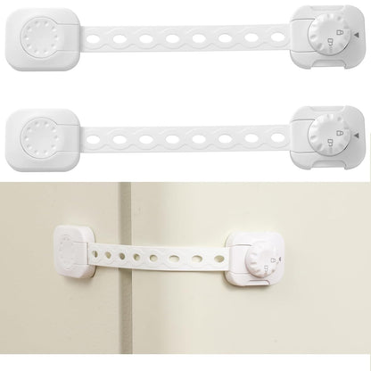 Child Safety Cabinet Proofing, Baby Cabinet Locks Adhesive Adjustable Child Safety Strap Locks Drawer Fridge Ovens Toilet Latches No Screws for Furniture Kitchen