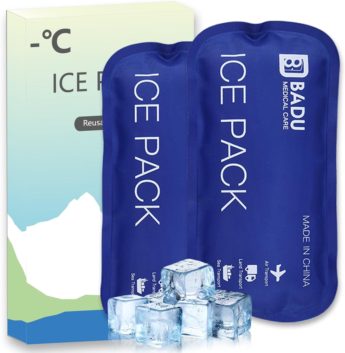 TSA Approved Ice Packs for Insulin Cooler Travel Case, Pack of 2(180g *2), Reusable Cooler Ice Packs, 8-24H Long Cooling, Suitable for Most Medication Travel Case