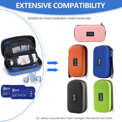 TSA Approved Ice Packs for Insulin Cooler Travel Case, Pack of 2(180g *2), Reusable Cooler Ice Packs, 8-24H Long Cooling, Suitable for Most Medication Travel Case