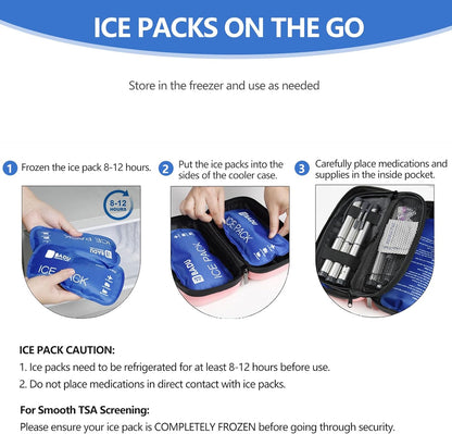 TSA Approved Ice Packs for Insulin Cooler Travel Case, Pack of 2(180g *2), Reusable Cooler Ice Packs, 8-24H Long Cooling, Suitable for Most Medication Travel Case