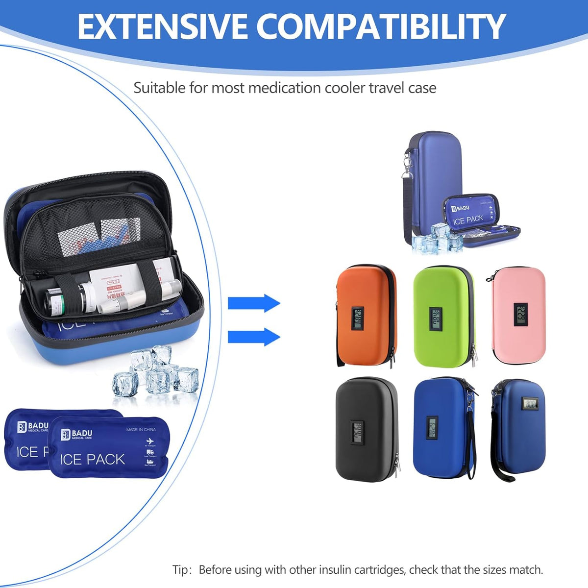 TSA Approved Ice Packs for Insulin Cooler Travel Case, Pack of 2(180g *2), Reusable Cooler Ice Packs, 8-24H Long Cooling, Suitable for Most Medication Travel Case