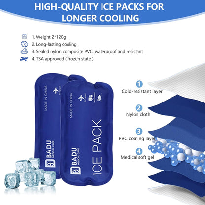 TSA Approved Ice Packs for Insulin Cooler Travel Case, Pack of 2(180g *2), Reusable Cooler Ice Packs, 8-24H Long Cooling, Suitable for Most Medication Travel Case