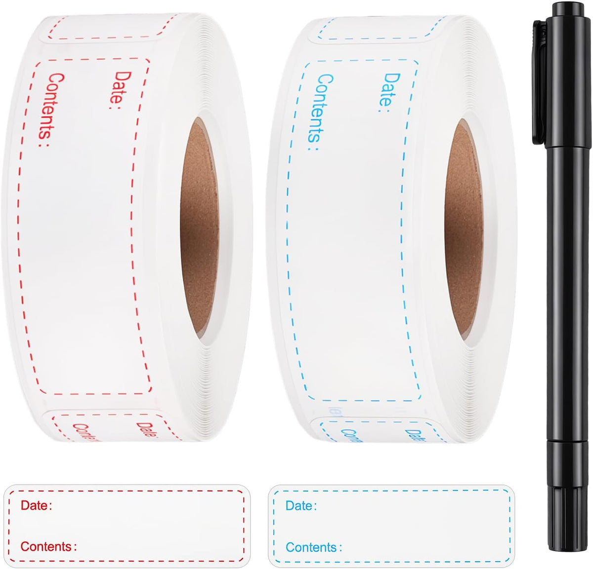 2 Rolls Removable Freezer Labels, 1 x 3 Inch Food Labels Stickers for Refrigerator and Freezer Food Labeling, Dating Containers, Bags and Jars