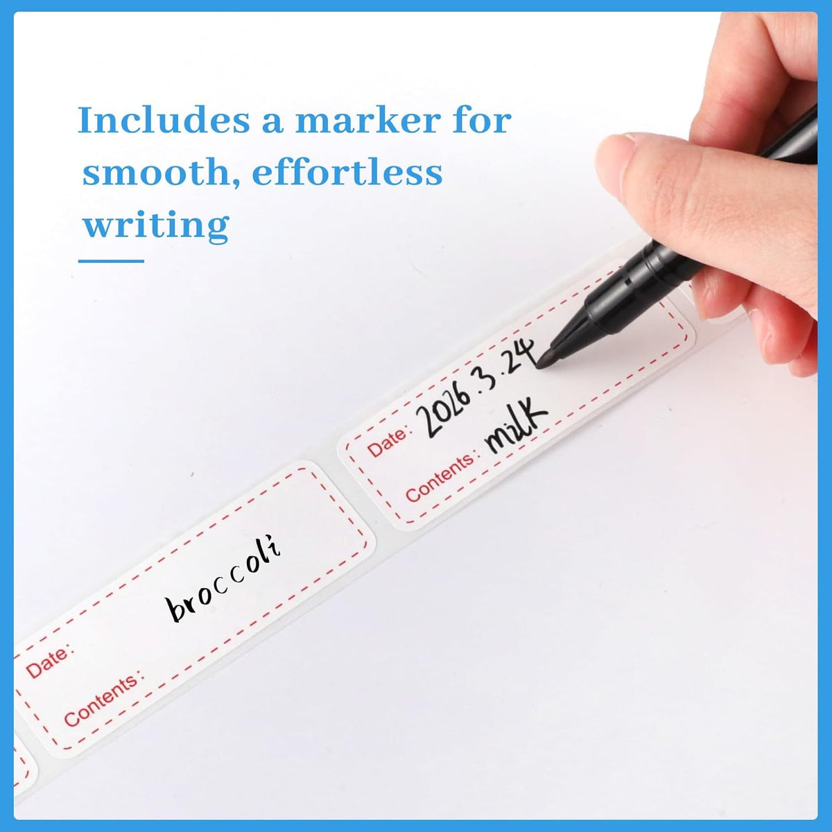 2 Rolls Removable Freezer Labels, 1 x 3 Inch Food Labels Stickers for Refrigerator and Freezer Food Labeling, Dating Containers, Bags and Jars