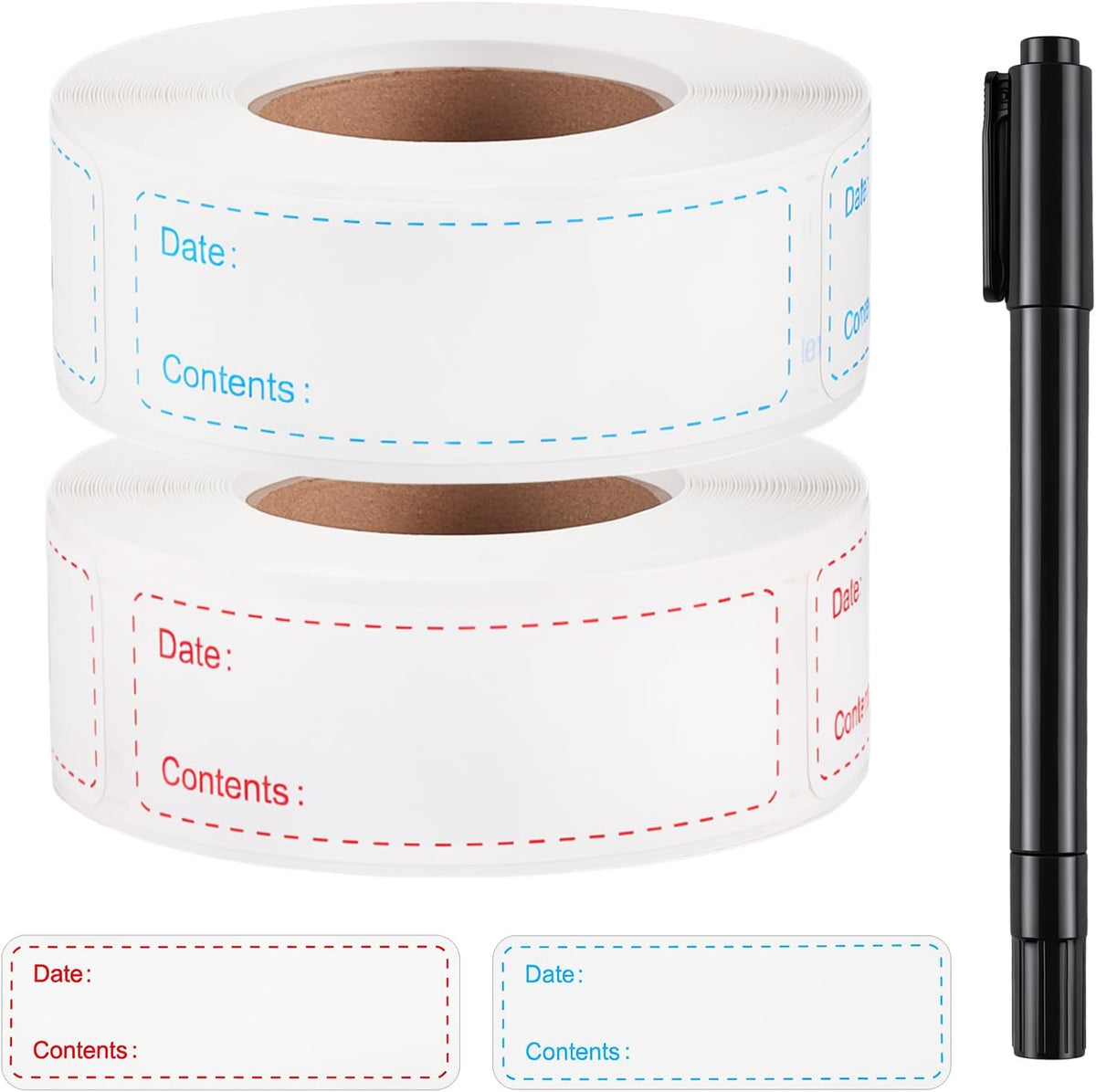 2 Rolls Removable Freezer Labels, 1 x 3 Inch Food Labels Stickers for Refrigerator and Freezer Food Labeling, Dating Containers, Bags and Jars