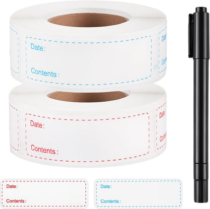 2 Rolls Removable Freezer Labels, 1 x 3 Inch Food Labels Stickers for Refrigerator and Freezer Food Labeling, Dating Containers, Bags and Jars