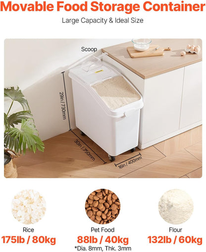 27 Gallon Food Storage Container, 500 Cup Commercial Ingredient Bin